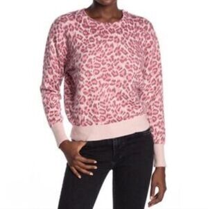 Elodie Pink Leopard Print Sweater, Size L